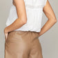 NUVI APPAREL White Swiss dot blouse with lace trim