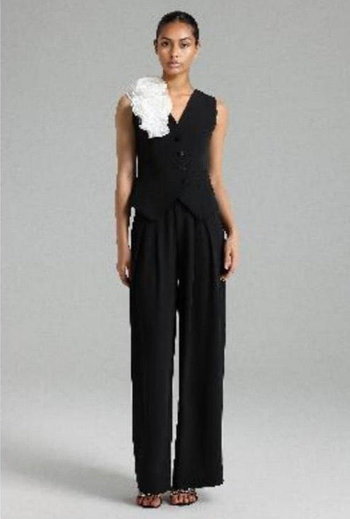 ELITE Women's Black Tamarah Mesh Flower Vest Set