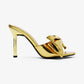 KALIA Gold Metallic Bow Mule - Elegant Stylish Comfort for Parties & Nights Out