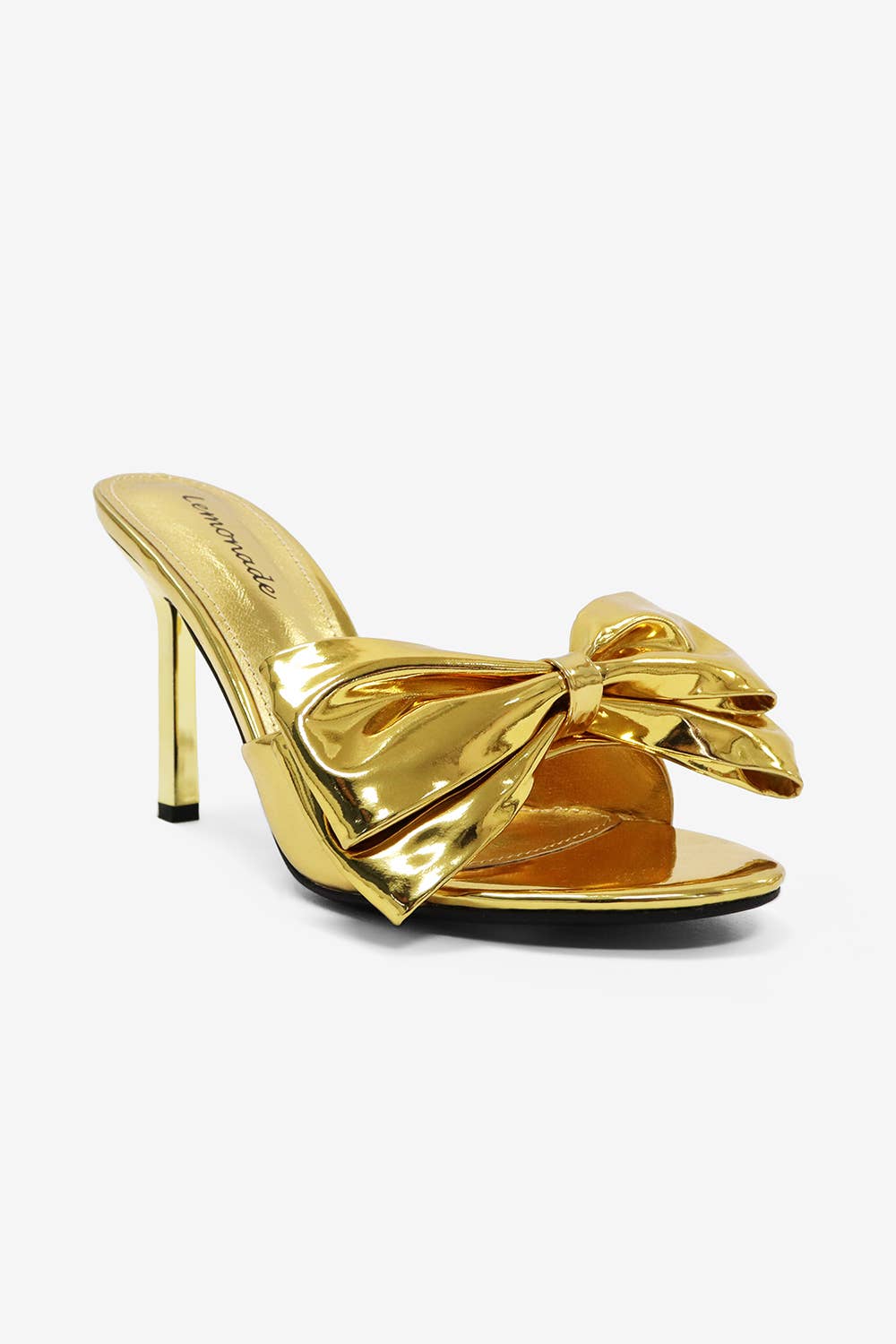 KALIA Gold Metallic Bow Mule - Elegant Stylish Comfort for Parties & Nights Out