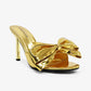 KALIA Gold Metallic Bow Mule - Elegant Stylish Comfort for Parties & Nights Out