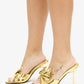 KALIA Gold Metallic Bow Mule - Elegant Stylish Comfort for Parties & Nights Out