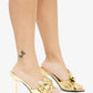 KALIA Gold Metallic Bow Mule - Elegant Stylish Comfort for Parties & Nights Out