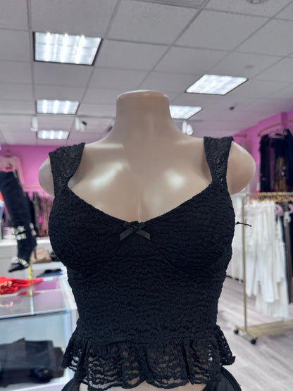 Kerrie Lace Ruffled Trim Crop Top