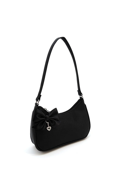 Like Dreams Heart Charm Bow Vegan Leather Shoulder Bag