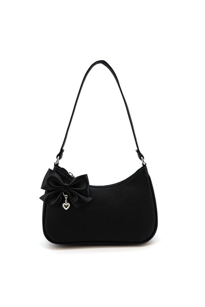 Like Dreams Heart Charm Bow Vegan Leather Shoulder Bag