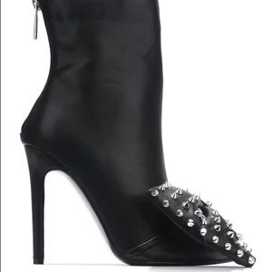 Chic Black Studded Boots with Bow Tie Detail