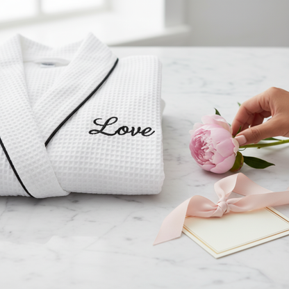 Women’s Waffle Piping Bathrobe – Lightweight Spa-Style Comfort