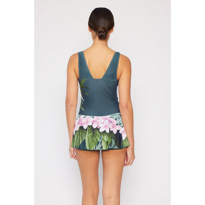 MARINA WEST Swim Full Size Clear Waters Swim Dress in Aloha Forest