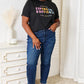 SIMPLY LOVE Slogan Graphic Cuffed Sleeve T-Shirt
