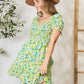 DOUBLE TAKE Smocked Scoop Neck Flounce Sleeve Mini Dress
