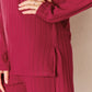 BASIC BAE Full Size Ribbed Round Neck High-Low Slit Top and Pants Set