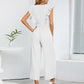 Ruffled Surplice Cap Sleeve Jumpsuit