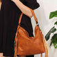 SHOMICO PU Leather Fringe Detail Western-Boho Shoulder Bag