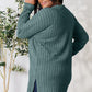 BASIC BAE Full Size Ribbed Round Neck Long Sleeve Slit Top/ S-3XL