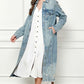 VEVERET Full Size Distressed Raw Hem Pearl Detail Button Up Jacket