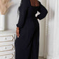 DOUBLE TAKE Black Square Neck Jumpsuit with Pockets