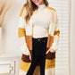 WOVEN RIGHT Color Block Dropped Shoulder Cardigan