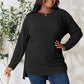 BASIC BAE Full Size Ribbed Round Neck Long Sleeve Slit Top/ S-3XL