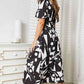 DOUBLE TAKE Printed Surplice Balloon Sleeve Dress