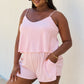 CULTURE CODE Let It Happen Full Size Double Flare Striped Romper in Pink