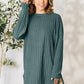 BASIC BAE Full Size Ribbed Round Neck Long Sleeve Slit Top/ S-3XL