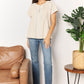 DOUBLE TAKE Pastel Yellow Crochet Buttoned Short Sleeves Top