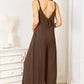 DOUBLE TAKE Full Size Soft Rayon Spaghetti Strap Tied Wide Leg Jumpsuit