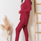 BASIC BAE Full Size Ribbed Round Neck High-Low Slit Top and Pants Set