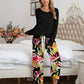 XYM Round Neck Top and Printed Pants Lounge Pajama Set