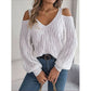 Cable-Knit Cold Shoulder Long Sleeve Sweater