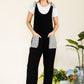 CELESTE Full Size Stripe Contrast Pocket Rib Jumpsuit