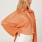 Textured Sherbet Button Up Long Sleeve Blouse