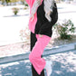 Pink/Black Color Block Round Neck Sweatshirt and Pants Set