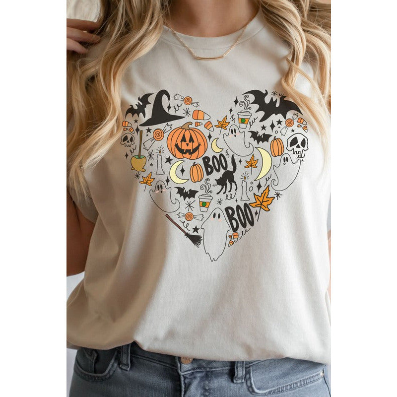 HONEY TEE APPAREL T-shirt graphique avec cœur d'Halloween