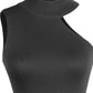Asymmetrical Sleeveless Rib-Knit Top