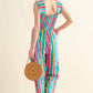 AND THE WHY Full Size Striped Smocked Sleeveless Jumpsuit/ S-3XL
