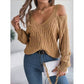 Cable-Knit Cold Shoulder Long Sleeve Sweater