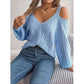 Cable-Knit Cold Shoulder Long Sleeve Sweater