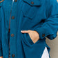 ZENANA Cozy in the Cabin Full Size Fleece Elbow Patch Shacket in Teal