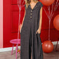 BiBi Checkered Cap Sleeve Wide Leg Jumpsuit with Pockets