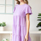 Heimish Full Size Swiss Dot Short Sleeve Tiered Dress