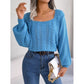 Cable-Knit Square Neck Long Sleeve Sweater