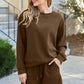 DOUBLE TAKE Full Size Texture Long Sleeve Top and Drawstring Shorts Set