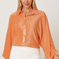 Textured Sherbet Button Up Long Sleeve Blouse