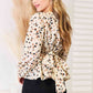 DOUBLE TAKE Printed Tied Plunge Peplum Blouse