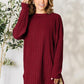 BASIC BAE Full Size Ribbed Round Neck Long Sleeve Slit Top/ S-3XL