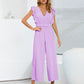 Ruffled Surplice Cap Sleeve Jumpsuit