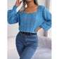 Cable-Knit Square Neck Long Sleeve Sweater