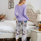 XYM Round Neck Top and Printed Pants Lounge Pajama Set